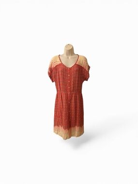 Maeve Red and Cream Striped Button-Front Dress